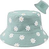 XYIYI Blume Grün Reversibel Fischerhüte Anglerhut Sonnenhut Für Damen Mädchen