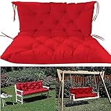 PJDDP Sitzkissen für Hollywoodschaukel wetterfest - Bankkissen Outdoor - Gartenschaukel Kissen Sitzbank mit Rückenlehne,Rot,100x100CM/40x40IN