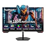FeuVision 24 Zoll Gaming Monitor, 180Hz, FHD 1080p PC Monitor, 1ms, IPS Panel, FreeSync, Adaptive-Sync, VESA montierbar, Eye-Care, 100% sRGB, Rahmenlos Bildschirm, HDMI*1, DP*1