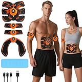 Dresz EMS Bauchmuskeltrainer, EMS Trainingsgerät für Muskeln, 8 Modi & 19 Intensitäten,16 Wassergel, USB Wiederaufladbar,Bauchmuskeltrainer Elektrisch für Bauch, Arm, Bein, Po, Unisex