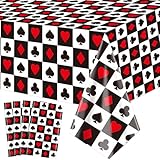 4Pcs Casino Tischdecken, Poker Tischdecke, rechteckige Casino Thema Tischdecke für Picknick Geburtstag Spielen Karte Casino Party Dekorationen, 130 x 220cm