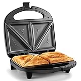 YASHE Sandwichmaker für 2 Sandwiches, Sandwichtoaster 2-Lagen Antihaftbeschichtung, Schnelles Aufheizen Toaster, Wärmeisolierter Handgriff, Antihaft-Platte, Automatische Temperaturregelung, Schwarz