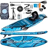 Aqua Spirit SUP Aufblasbares Stand-Up Paddle Board 2024 | 320x81x15cm | Kompletter Kajak-Umbausatz mit Paddel, Rucksack, Pumpe und weiterem Zubehör | Erwachsene Anfänger/Experten | 2 Jahre Garantie