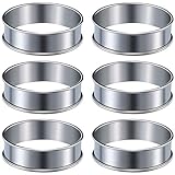 Wresetly 6 Stück Muffin-Tortenringe mit doppelter Rolle Muffins aus rundem Stahl im Metall Form für die Herstellung von Lebensmitteln