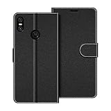 COODIO Handyhülle für Motorola One Handy Hülle, Motorola One Hülle Leder Handytasche für Motorola One Klapphülle Tasche, Schwarz