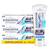 Zahnpasta - Sensodyne Clinical Repair, Zahncreme für empfindliche Zähne mit 5 % NovaMin, für langanhaltende Linderung, 3x75ml