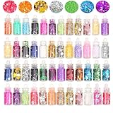 NVTRSD 48 Farben Glitzer Basteln Glitzerpulver, Glitter Bastelglitzer Glitzer Set Glitzer Schminke, Glitzerpulver Zum Basteln Für Make-up, Karten, Nagelkunst, Party, DIY, Musik Festival