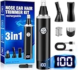 Nasenhaartrimmer 3 in 1 Nasenhaartrimmer Herren Nasentrimmer Nasenhaarschneider USB Wiederaufladbar Ohrhaartrimmer Schmerzloser Nasenhaarentferner Ohrhaarschneider Augenbrauen Ohrentrimmer für Frauen