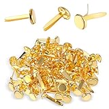 Metall Musterbeutelklammern,Ymapinc 100 Stück Runde Briefklammern 8mm Rundkopfklammern Gold Mini Brads Scrapbooking Musterklammern für DIY Schulbüro Basteln Dekorationenherstellung Verzierungen