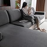 OHSIO Stretch Sofa Sitzkissenbezug - Rutschfester Sofa Überzug, Waschbarer Sofabezug, Universeller Couch Überzug, Strapazierfähig & pflegeleicht(Dunkelgrau, 1x Rückenlehnenbezug)