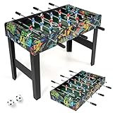 COSTWAY 2 in 1 Tischkicker mit abnehmbarer Tischplatte, Kickertisch mit 2 Bällen, 14 Spieler & Anzeigetafel, Tischfussball für Kinder & Erwachsene, Tischfußball für Zuhause, Büro & Bar, 86 x 51 x 69cm