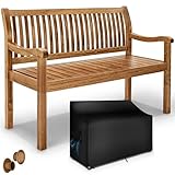 tillvex Gartenbank Holz wetterfest 125 cm inkl. Abdeckung | Parkbank Massivholz | Balkonbank für 2 bis 3 Personen | Sitzbank 320 kg belastbar | Holzbank Gartenmöbel für Balkon, Terrasse & Garten