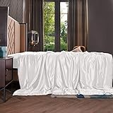 THXSILK Bio Seidendecke Weiß Kuscheldecke - Wohndecke aus 100% Maulbeerseide Innen und außen - Leichte Sommerdecke Seide als Sofadecke + Oeko-TEX Zertifiziert - 135 x 180 cm