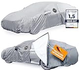COSI CAR Autoabdeckung Wasserdicht [Passt zu jedem Fahrzeug] Abdeckplane Autogarage Vollgarage Autoplane für Frostschutz Auto Abdeckung Outdoor & Indoor | Jetzt Größe Wählen (Silber, 470 * 175 * 119)
