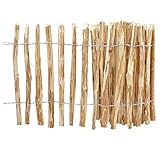 Staketenzaun Holzzaun 120cm Höhe, Teichumrandung Haselnuss, Zaun 5m Länge, Gartenzaun, 4-6cm Lattenabstand, Staketen witterungsbeständig