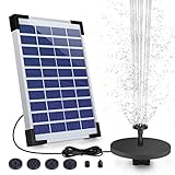 AISITIN Solar Springbrunnen 5.5W Solar Teichpumpe mit Solar Panel Eingebaute 1500mAh Batterie Wasserpumpe Solar Schwimmender Fontäne Pumpe mit 6 Fontänenstile für Garten, Vogel-Bad