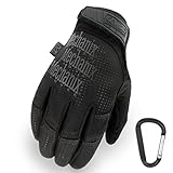 Mechanix WEAR Tactical Vent 2017 Einsatz-Handschuh, extrem atmungsaktiv, touchscreenfähig & abriebfest + Gear-Karabiner, in Schwarz & Coyote/Größe S, M, L, XL (S, Schwarz)