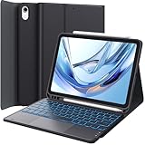 CHESONA iPad 10 Generation Hülle mit Tastatur(10,9, 2022), 7 Farben Beleuchtung, Multi Touch Trackpad, Flip Stand Gehäuse mit Bleistifthalter, 2 Bluetooth Kanäle für Neu iPad 10. Gen 2022, Schwarz