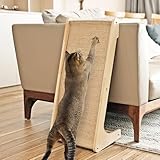 PETKARAY Kratzbrett Katze, 68 cm Hohe L-förmiger Sisal Kratzsäule, Dual-Use Kratzpads für Katzen, Katzenkratzbrett für Wand und Ecke (Mit Katzenminze, Mausspielzeug)