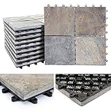 Steinfliese HWC-E18, Bodenfliese Steckfliese Balkon/Terrasse Naturstein, 11x je 30x30cm = 1m² - Granit bunt