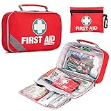 General Medi 2-in-1 Erste Hilfe Set, 215-teiliges Premium-Erste-Hilfe-Set mit einem 43-teiligen Mini-Erste-Hilfe-Set für Haus, Auto, Reise, Büro, Sport, Wandern, Camping, Rettung (Rot)