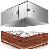 Menz Backrahmen rechteckig verstellbar – 8 cm hohe Edelstahl Backform rechteckig für die Zubereitung von Schichttorten - Kuchenform eckig zum Backen