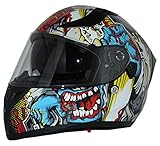 Protectwear Motorradintegralhelm Integralhelm mit integrierter Sonnenblende und klappbarem Visier V128-MU-XS, Mehrfarbig