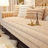 Generisch Waschbare, weiche Flanell-Sofabezüge, rutschfest, for 1-, 2- und 3-Sitzer-Sofas, Ecksofas L-förmige Sofas(Camel,90x210cm)