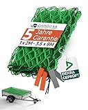 CargoVA® Anhängernetz 2x3M [DEKRA Geprüft] - Hängernetz mit Gummiseil und Eckenmarkierung - zur perfekten Ladungssicherung