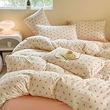 Covebett Bettwäsche 135x200 Rosa Weiß Blumen Blümchen Blumenmuster Botanisch Bettwäsche Set Blumenwiese Pflanzenmuster Gewaschene Microfaser Bettbezug mit Reißverschluss und Kissenbezug 80x80cm