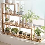 Pflanzenständer aus Holz für drinnen und draußen, 100 cm, Blumenregal und Bank für Fensterbank, Balkon und Garten, stilvolles Pflanzenregal, mehrstöckige Blumentreppe
