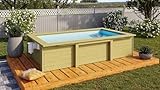 CHILLROI® Karibu Pool aus Massivholz mit Skimmer, Filteranlage & Sand, 2,2 m³ Volumen, Poolfolie, Einhängeleiter – Gartenpool aus Holz mit 56 cm Wassertiefe, inkl. Deck & Schutzvlies