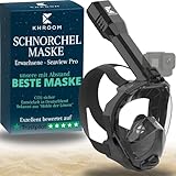 Khroom Schnorchelmaske Erwachsene Vollmaske | In Höhle der Löwen vorgestellt | Unsere Beste CO2 sichere Tauchermaske Seaview Pro zum Schnorcheln | Vollgesichtsmaske Schnorchelmaske (L/XL, Schwarz)