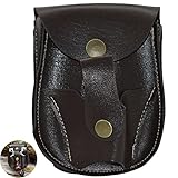 Runzkzy Steinschleuder Zwille Ammo Pouch Magnetic Slingshot Pouches Leder Storage Bag Case mit Gürtelclip für die Jagd Schießen Stahlkugeln Pellets (Braun)
