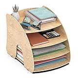 Lesfit Papierablage Dokumentenablage Holz, Büro Organizer Schreibtisch Ablage für Akten, Papier, Document, Brief