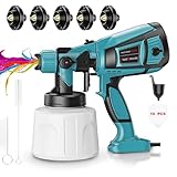 TOPALL Farbsprühsystem Wandfarbe,850W 32000PRM 1400ML HVLP Farbspritzpistole,Farbsprühgerät,Farbsprühpistole Wandfarbe,mit 5 Düsen und 3 Muster,Farbpistole für Wandfarbe,Gartenzaun, Wände, Möbel