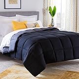 Linenspa 4 Jahreszeiten Bettdecke aus Microfaser – Ganzjahresdecke – Ultraweich – Steppdecke 135x200 cm, Schwarz / Dunkelgrau