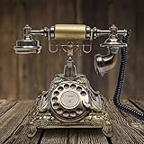 czyuRachel Retro-Festnetztelefon mit Wählscheibe, Retro Telefon Antike Deko Multifunktional HD-Anruf mit Geschnitzte Basis für Wohnungen, Büros, Cafés