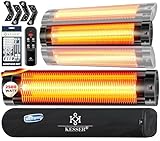 KESSER® Infrarotstrahler 2500W Infrarot Heizstrahler mit Fernbedienung, 3 Stufen, Instant-Heat, Wandhalterung, Terrassenstrahler, Quarzstrahler, Terrassenheizer, inkl. Schutzhülle, Timer - Schwarz