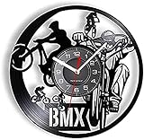 Wanduhr,30cm, BMX-Radfahren, Moderne Wanduhr, Extremes Radfahren, Schallplatte, Kunstwerk für Teenager, Jungen, Zimmer, Fahrrad, Freestyle, Retro-Uhr, dekoratives Geschenk