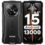 DOOGEE Fire 5 Outdoor Handy Ohne Vertrag Android 15, 13000mAh Großer Akku, 6.6' HD+90Hz, 13MP+8MP Outdoor Smartphone, 12GB RAM/64GB ROM(2TB), Triple Card Slot/Face ID/NFC/OTG/GPS