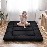 MAXYOYO Klappmatratze Futon Matratze Bodenmatratze Gepolsterte Japanische Tatami Gesteppte Bett, Dicke Faltmatratze Schlafmatte Rollmatratze Bodenliege Gästematratze (Schwarz, 90x190 cm)
