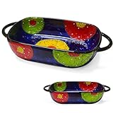 BOYIFEIJIE Auflaufform Rechteckig Keramik - Ofenfeste Lasagneform mit 2 Griffen & Vintage Blumen Design - Backform für Ofen, Mikrowelle & Spülmaschine - Ideal für Lasagne, Auflauf & Tiramisu (Yellow)