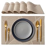 IPEA 6er Set Tischsets Abwaschbar Beige - 45 x 30 cm - für Abendessen, Mittagessen, Frühstück, 6 Stück - Waschbar, Hitzebeständig, rutschfest, Schmutzabweisend, für Küchentisch und Wohnzimmer