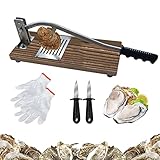 NEYOMID Austernöffner Holz,Einstellbares Austernöffner Set Aus Edelstahl,Korrosionsbeständiger Muschel Austern Schuh,1 Austern Schuh,2 Austernmesser,1 Paar Handschuh Set,Keine Verletzte Austernschale