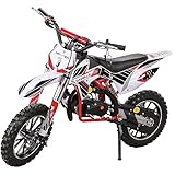 Actionbikes Motors Mini Kinder Crossbike Gazelle 49 cc - Scheibenbremsen - Sportluftfilter - Sportauspuff - Luftbereifung - Pocket Bike - Motorrad - Motocross - Dirt Bike - Enduro - Dirtbike (Rot)