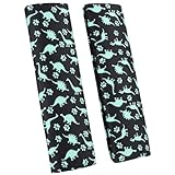 URAQT 2 Stück Gurtpolster Auto Kinder, Auto Gurtpolster Gurtschutz mit Dinosaurier Dino Motiv, Schutzkissen und Samtbeutel Groß für mehr Komfort auf der Reise (Schwarzer Dinosaurier)