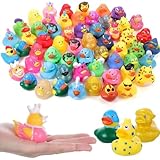 12 Stück Badeente Set Badespielzeug Badewannenspielzeug mit Abflussloch Weiche Gummiente für Kinder Strandente für Spaß im Bad Pool und Strand