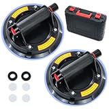 2er-Set 8.2'Saugheber Fliesenheber Glassauger|Tragkraft Max.200KG,Vakuum Saugheber Glas mit Tragbarer Werkzeugkasten,Vakuumheber Glasheber für Glas,Fliesen,Marmor