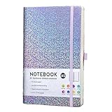 TSQZE Notizbuch A5, Glitzernotizbuch Hardcover Aus Veganem Leder, Elastisch Gebändert, Papier Cremefarben, 192 Seiten, 80 G/m², Notizbücher Mit Falttasche Für Büro Schule Zuhause (violett)